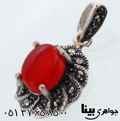 گردنبند عقیق قرمز زنانه سوسن