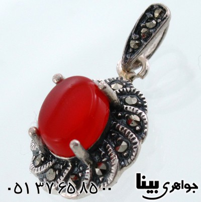 گردنبند عقیق قرمز زنانه سوسن