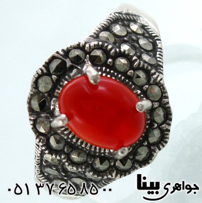 انگشتر عقیق قرمز زنانه مینا