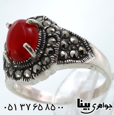 انگشتر عقیق قرمز زنانه مینا