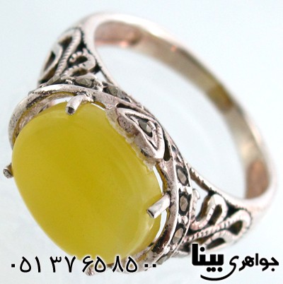 انگشتر عقیق شرف الشمس زنانه درشت اره کاری