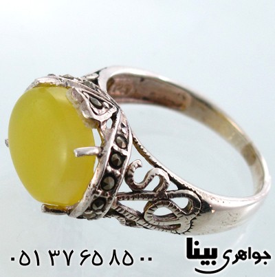 انگشتر عقیق شرف الشمس زنانه درشت اره کاری
