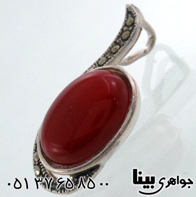 گردنبند عقیق قرمز زنانه بیضی درشت