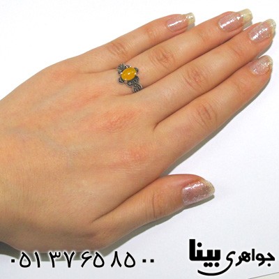 انگشتر عقیق شرف الشمس زنانه طرح اشرف کلاسیک
