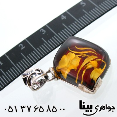 گردنبند کهربا پلندی زنانه لوزی رز