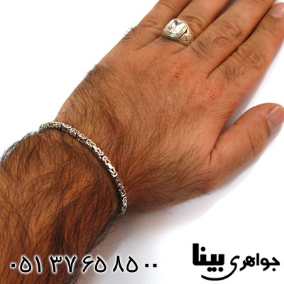 دستبند نقره مردانه طرح بافت ضخیم