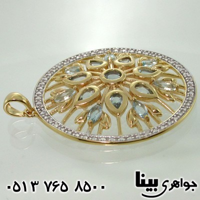 گردنبند توپاز درشت با الماس کوچک