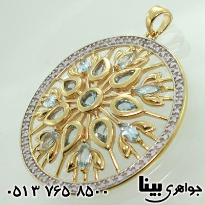 گردنبند توپاز درشت با الماس کوچک