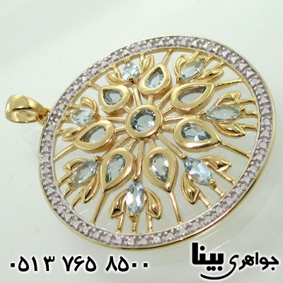 گردنبند توپاز درشت با الماس کوچک
