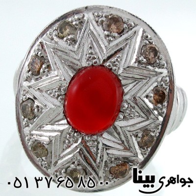 انگشتر چند جواهر الماس و عقیق یمنی مردانه