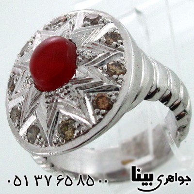 انگشتر چند جواهر الماس و عقیق یمنی مردانه