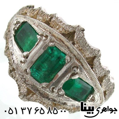انگشتر زمرد مردانه طرح هخامنشی