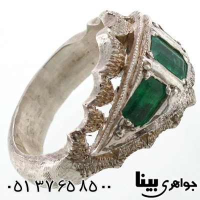 انگشتر زمرد مردانه طرح هخامنشی