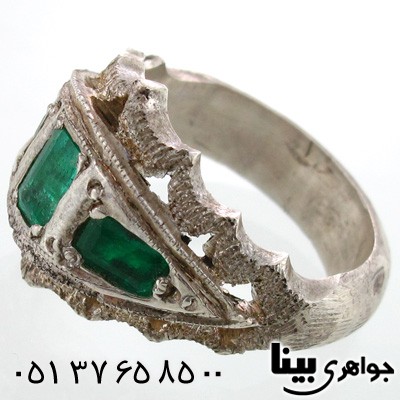 انگشتر زمرد مردانه طرح هخامنشی