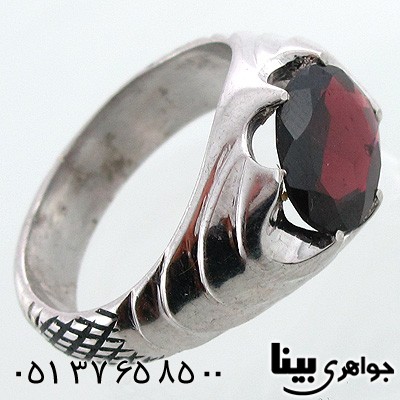 انگشتر یاقوت گارنت مردانه کلاسیک فدیوم