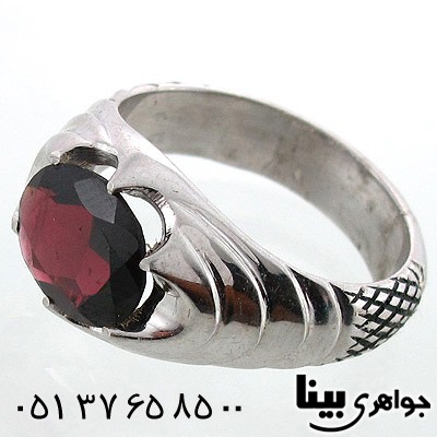 انگشتر یاقوت گارنت مردانه کلاسیک فدیوم