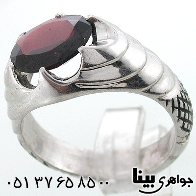 انگشتر یاقوت گارنت مردانه کلاسیک فدیوم
