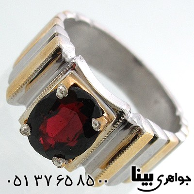 انگشتر یاقوت گارنت مردانه کلاسیک فدویم مربعی