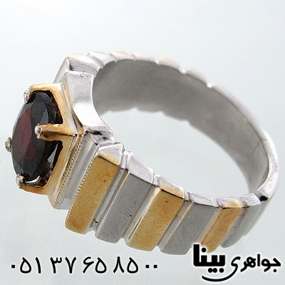 انگشتر یاقوت گارنت مردانه کلاسیک فدویم مربعی