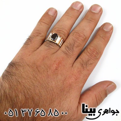 انگشتر یاقوت گارنت مردانه کلاسیک فدویم مربعی