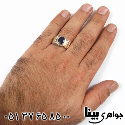 انگشتر یاقوت کبود مردانه کلاسیک فدیوم