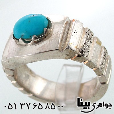 انگشتر فیروزه نیشابوری عجمی مردانه دورچنگ