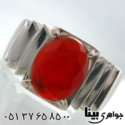 انگشتر عقیق یمنی مردانه تراش کلاسیک پله ای