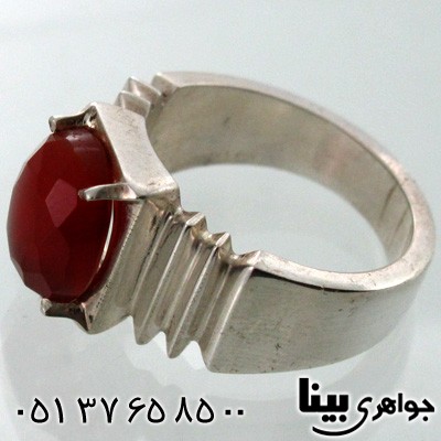 انگشتر عقیق یمنی مردانه تراش کلاسیک پله ای