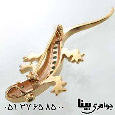 گردنبند زمرد  و گل سینه زنانه مارمولک