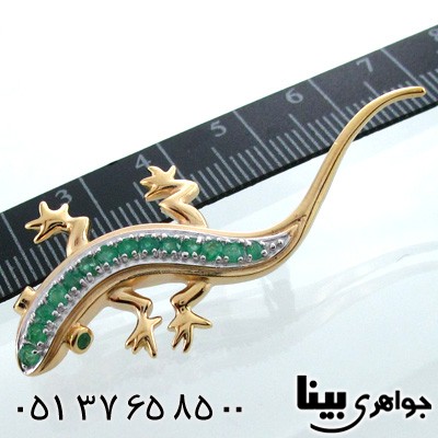 گردنبند زمرد  و گل سینه زنانه مارمولک
