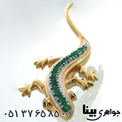 گردنبند زمرد  و گل سینه زنانه مارمولک