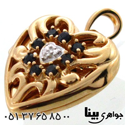 گردنبند یاقوت کبود زنانه طرح قاب عکسی بازشو