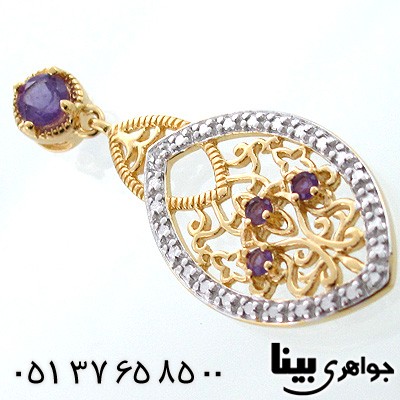 گردنبند آمتیست زنانه طرح مینیاتور