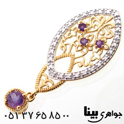گردنبند آمتیست زنانه طرح مینیاتور