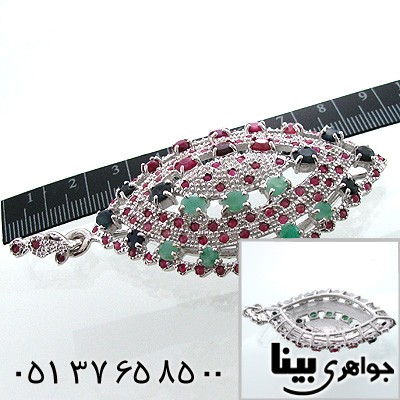گردنبند چند جواهر زنانه یاقوت سرخ و کبود زمرد درشت
