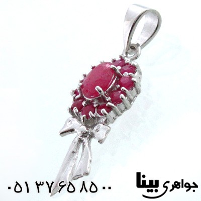 گردنبند یاقوت سرخ زنانه طرح دسته گل