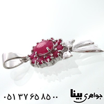 گردنبند یاقوت سرخ زنانه طرح دسته گل
