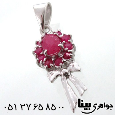 گردنبند یاقوت سرخ زنانه طرح دسته گل