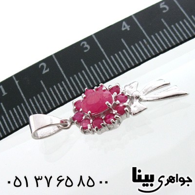 گردنبند یاقوت سرخ زنانه طرح دسته گل