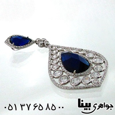 گردنبند ابسیدین آبی تیره زنانه اشکی
