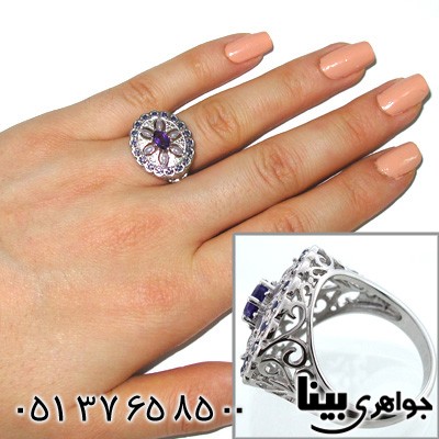 انگشتر آمتیست زنانه طرح خاتون درشت