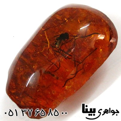 نگین انگشتر کهربا صنعتی با حشره و خاشاک طبیعی