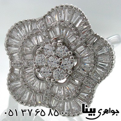 انگشتر نقره زنانه طرح گل باگتی درشت