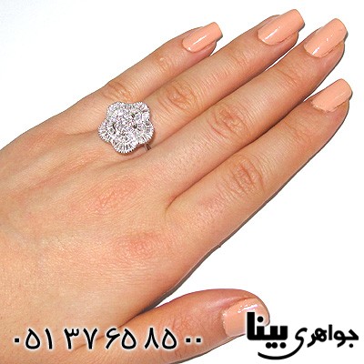 انگشتر نقره زنانه طرح گل باگتی درشت