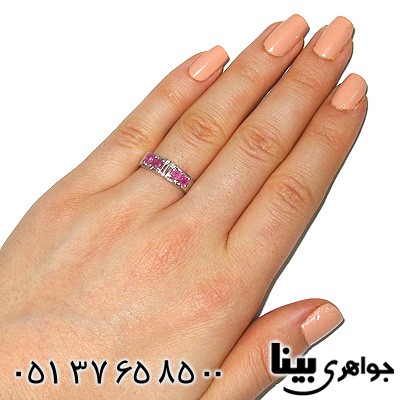 انگشتر یاقوت سرخ زنانه مربعی خوشرنگ