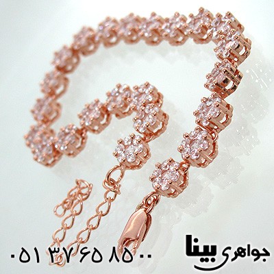 دستبند نقره زنانه طرح فلاور مسی