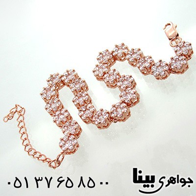 دستبند نقره زنانه طرح فلاور مسی
