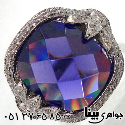 انگشتر ابسیدین آبی تیره زنانه طرح ایفل
