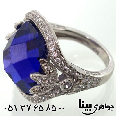 انگشتر ابسیدین آبی تیره زنانه طرح ایفل