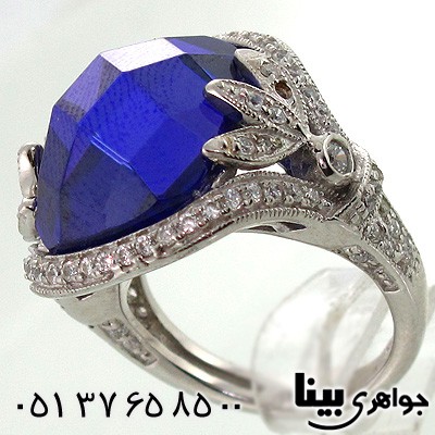 انگشتر ابسیدین آبی تیره زنانه طرح ایفل